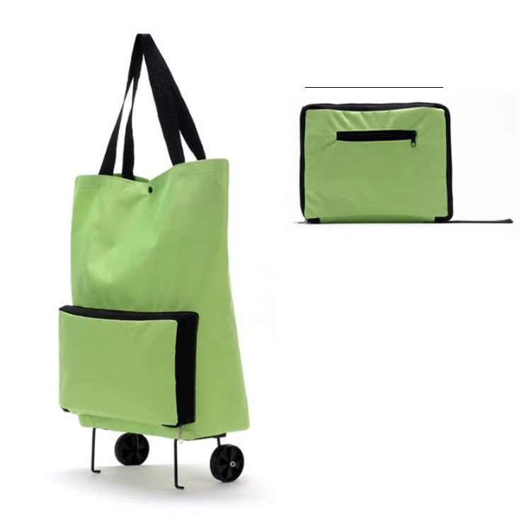 

Printable Foldable Oxford Cloth Grocery Shopping Trolley Bag Vegetable Fruit Shopping Folding Tug Cart Bag With wheels, All color can customized