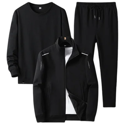 

New autumn 2021 men's sweater coat pants sports three-piece suit men's casual clothing men's sets, Blue/black/grey