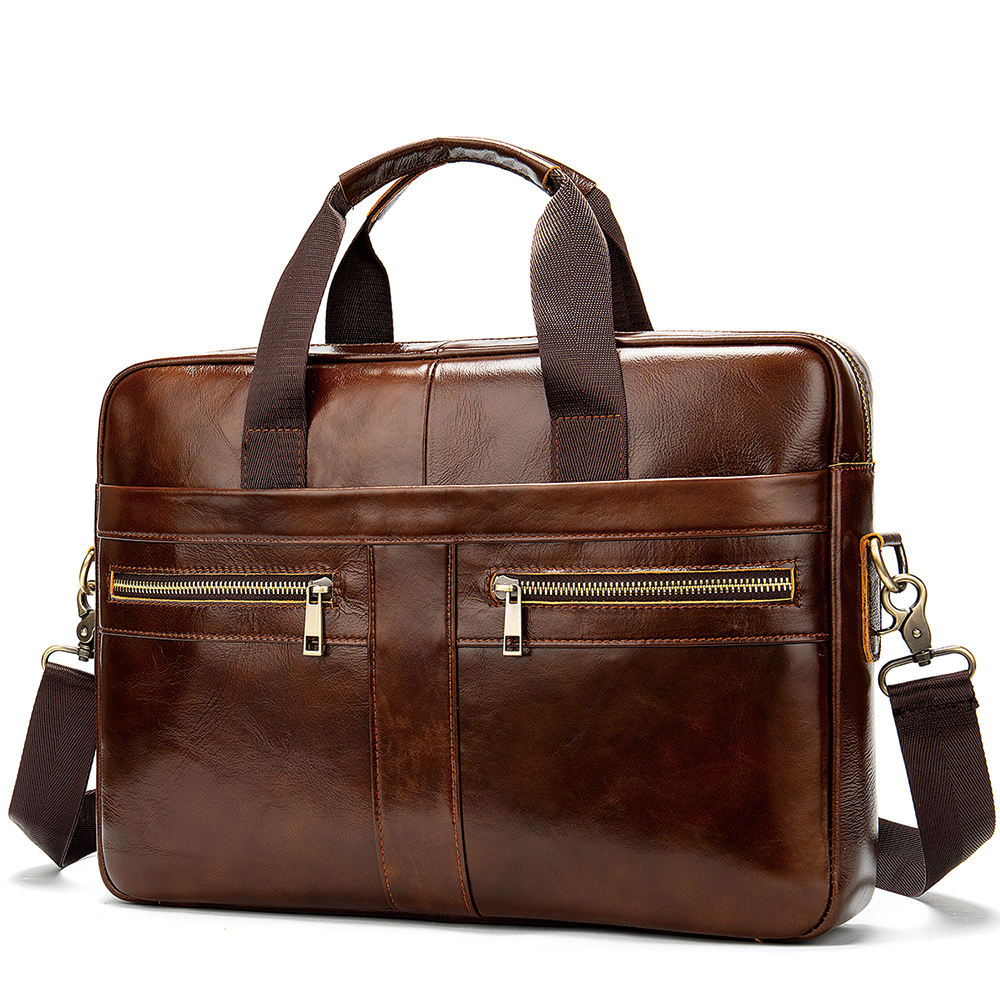

2020 Wholesale Genuine Leather Briefcase Fashionable Men Leather Business Laptop Bag, Black, coffee, brown, gray