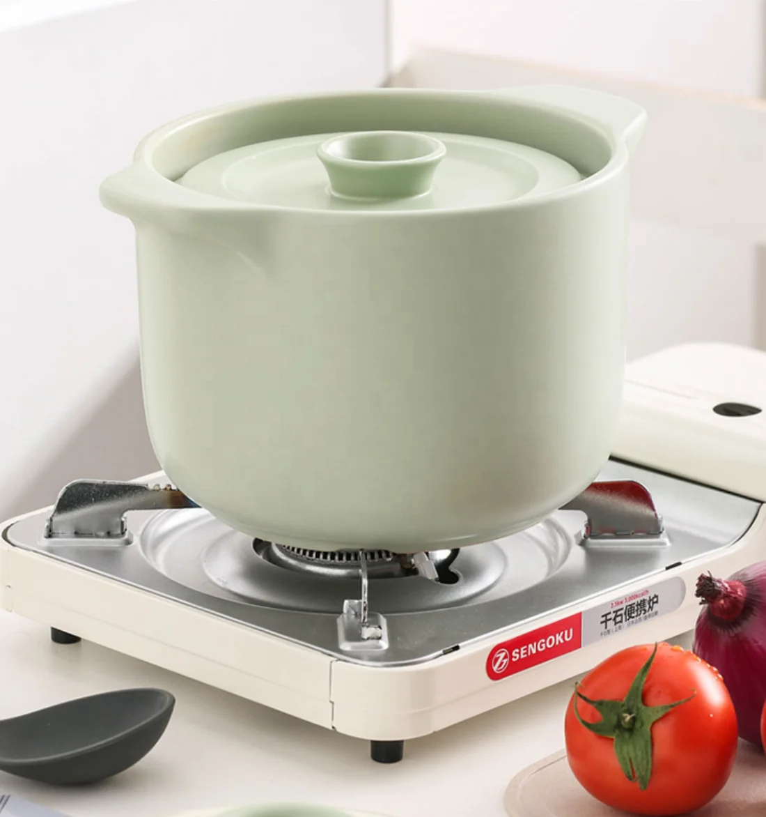 

hot sales ceramic casserole with cover high temperature resistant household soup pot gas Macaron Casserole, Pink / green