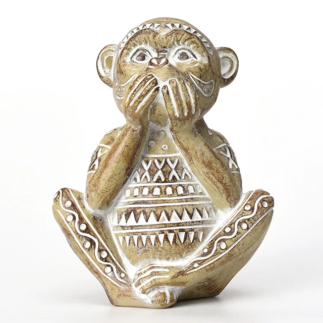 

Africa India Style Art Decoration Hand Carved Wooden Animals Monkey Resin Statue Figurine Craft Gift Sculpture For Table