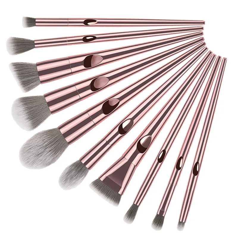 

Luxury champagne Professional makeup brush set synthetic hair heart shape handle makeup brushes beauty tool, Pink