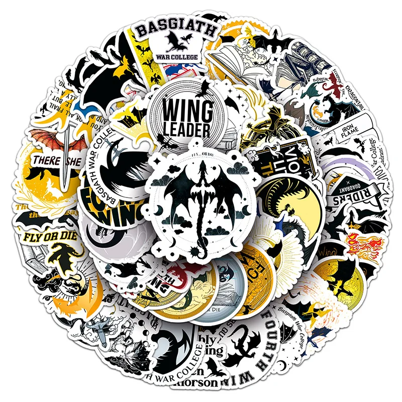 50 PCS Factory Hot Sale PVC Waterproof Decoration Customization Sticker Fiction Fourth Wing Custom Stickers