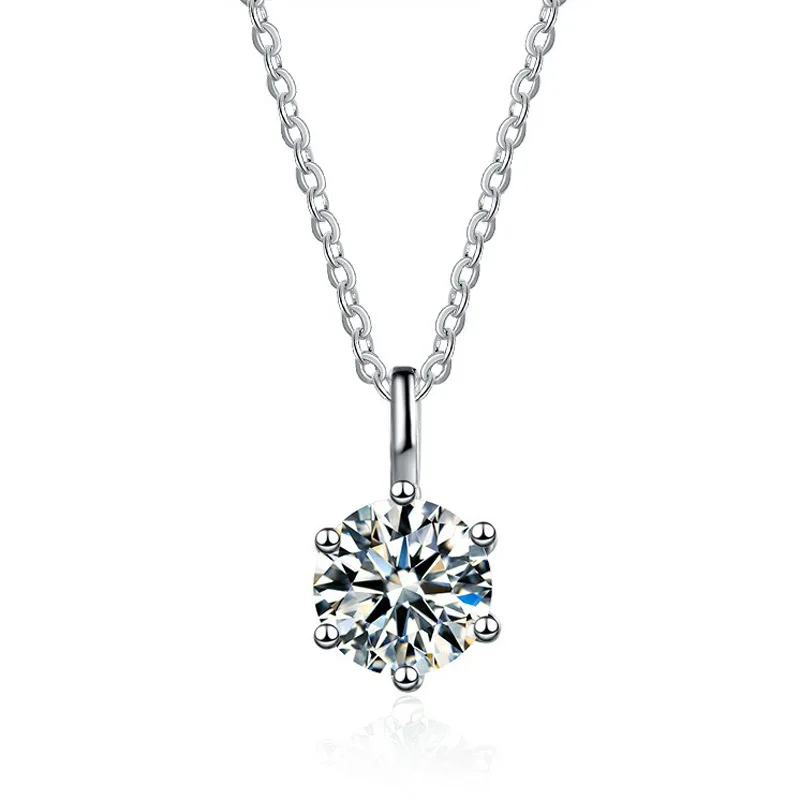 

Customized 18K White Gold Pendant 6.5mm Moissanite Engagement 925 Sterling Silver Necklace For Women