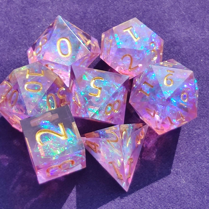 

Hot sale 7 pieces/set of d20 multi-faceted resin dice set DND role playing RPG board game entertainment dice sharp dice