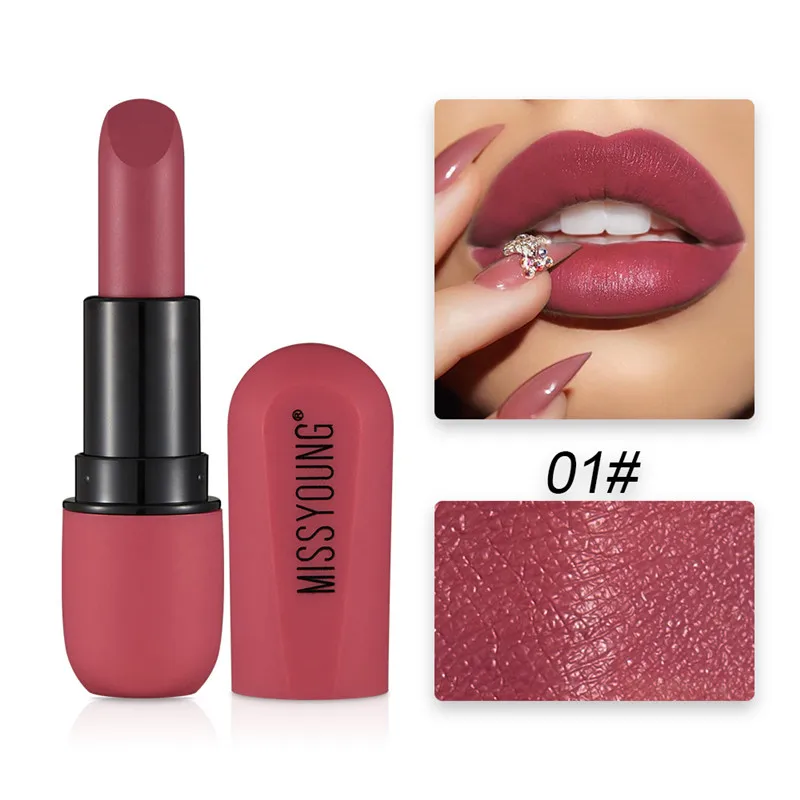 

HOT missyoung Long-lasting Waterproof Velvety Matte Lipstick Sexy Moisturizing Nude Matte Lipstick, Multi-colored