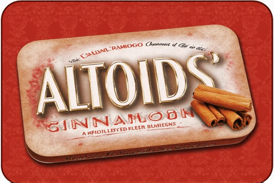 Side-by-side comparison of Altoids Cinnamon and Altoids Peppermint tins showing identical packaging with different label colors