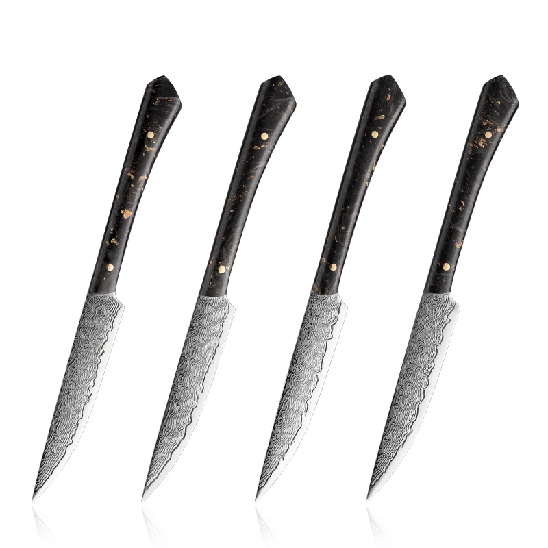 

4 Pcs Steak Knife Set 10Cr15CoMov Damascus Steel Restaurant Dinner Table Kitchen Beef Cutting Knife Steak Knife