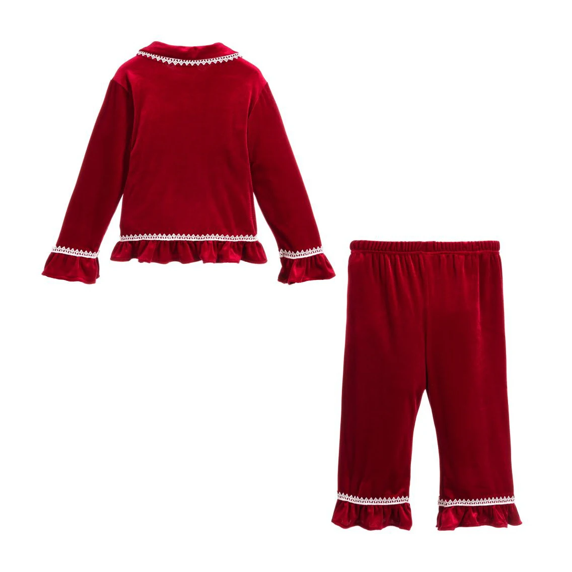 Baby Winter Sleepwear Lace Trims Red Soft Velour Pyjamas Kids Girl Pajamas Buy Kids Pyjamas