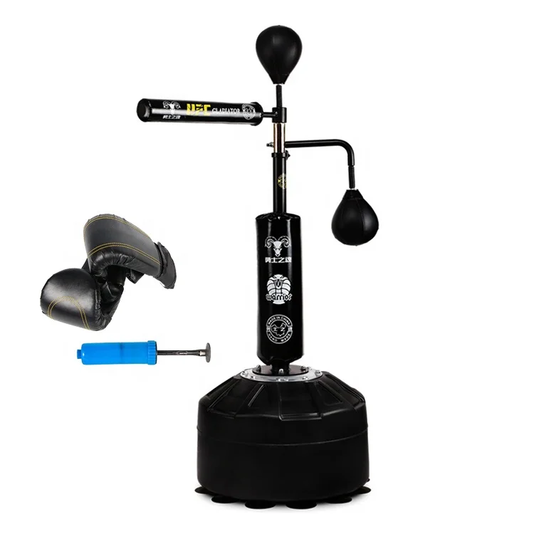 

Free Standing MMA Boxing Speed Trainer Reflex Bag Punching Spinning Bar with Dual Punching Bag, Black