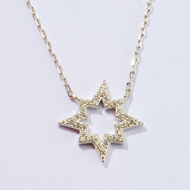 

Wholesale Fine 925 Sterling Silver Jewelry Cubic Zircon North Star Pendant Necklace for Women