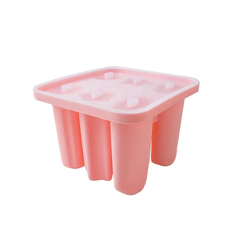 

Hot selling 6 customized summer Popsicle reusable high quality silicone ice cream mold, Green/pink