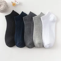 

Men spring and summer new double needle pure color boat calcetines wholesale cotton versatile men's breathable socks