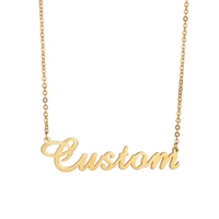 

Fashion Vacuum Plating Letter Custom Name Plate Stainless Steel Letter Gold Filled Name Necklace