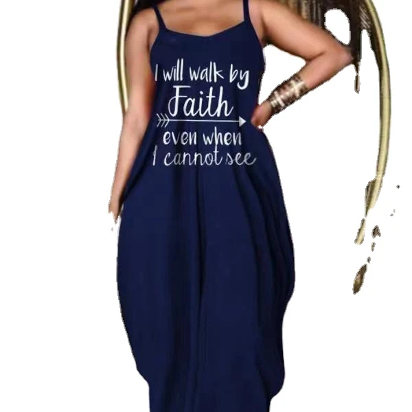 

Summer print oversize halter dress blue dress for ladies