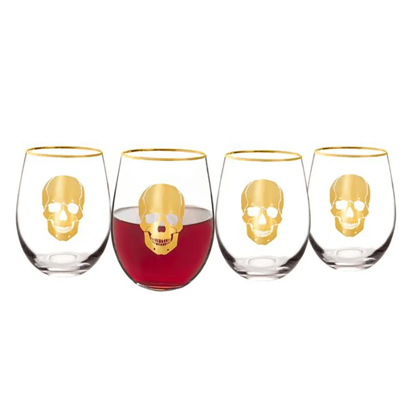 

Wholesale Customized Elegant Cocktail Tumblers Customizable Gold Rimmed Stemless Wine Glasses