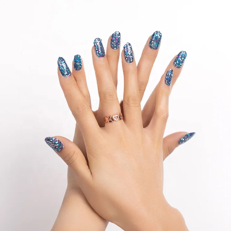 Hot design nail polish sticker wraps decals colorful glitter nail patch manicure nail art decoration
