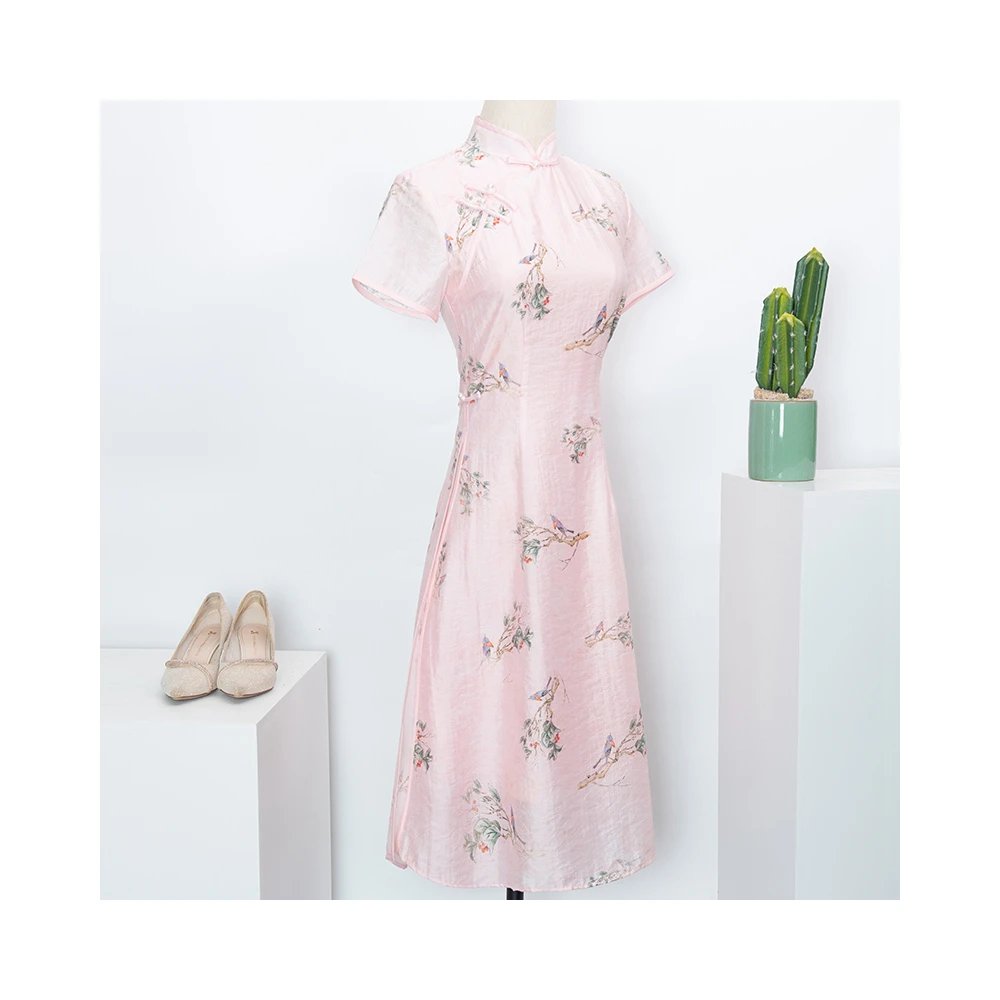 

Best Price Jacquard Chinese Style Dress Hot Sexy Modern Wedding Cheongsam, Pink