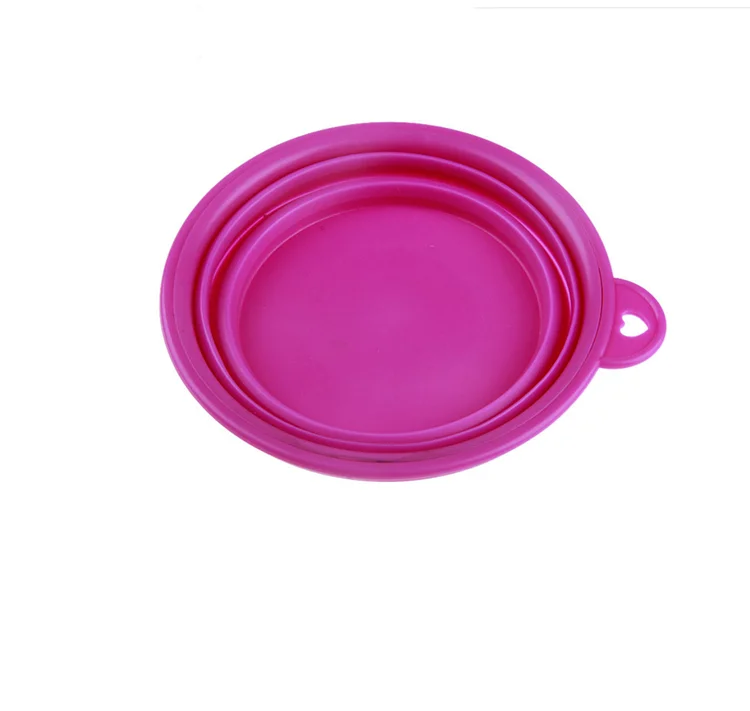 

Pink Color Plastic Melamine Portable Pet Bowl Foldable Collapsible Silicone Pet Bowl
