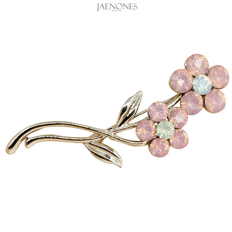 

JAENONS Brand Fashion Custom Metal Rhinestone Fancy Brooches Elegant Flower Brooch For Ladies
