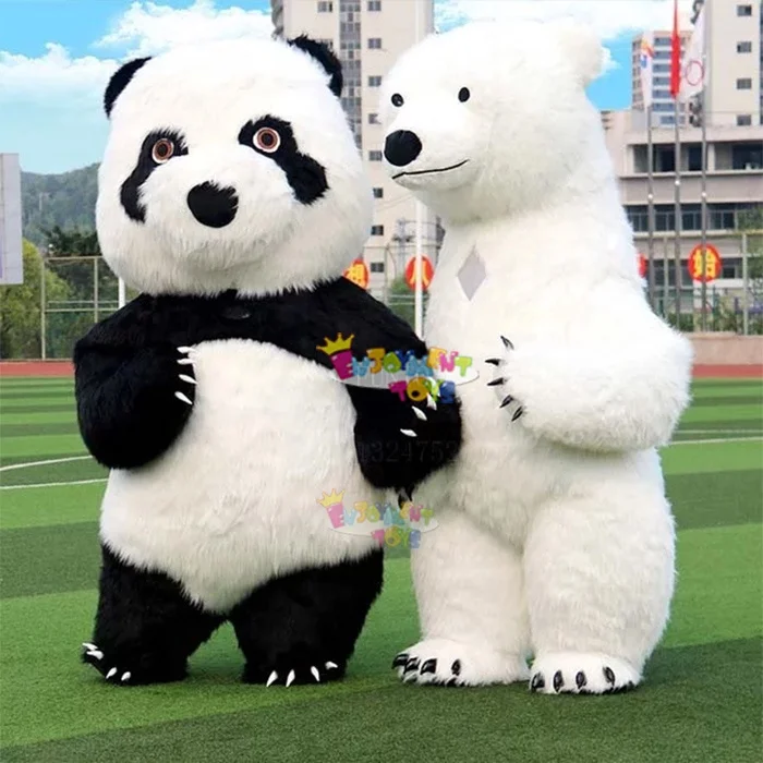 

Best selling CE 2m/2.6m/3m white inflatable polar bear and panda mascot costumes walking cartoon bear costume for christmas