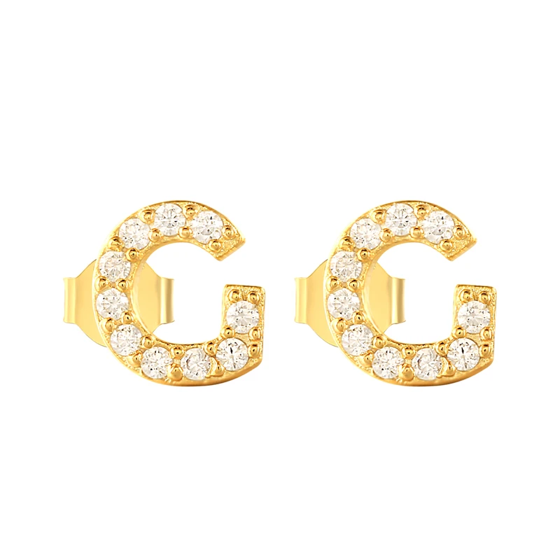 

1Pair 925 Sterling Silver Earrings For Women Zircon A~Z 26 English Letters Stud Earring Korean DIY Jewelry Initial Earrings