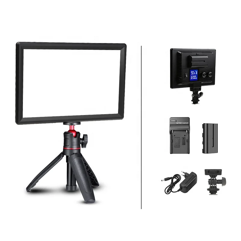 

Led Photo Light with battery HD LCD Display ultra-slim Photographic Studio Video film light Led Panel Video Lighting, Black
