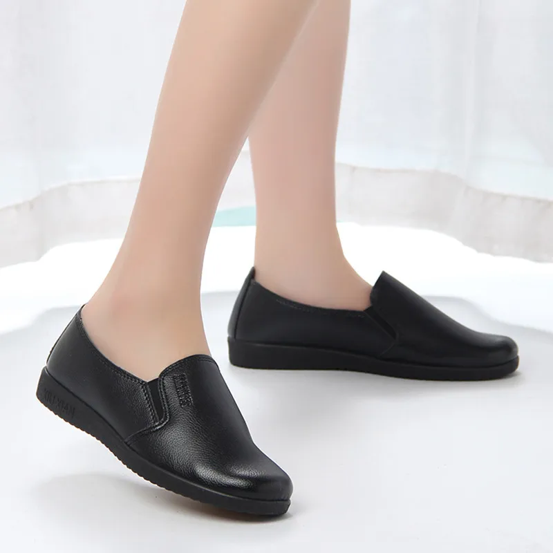 flat black non slip shoes