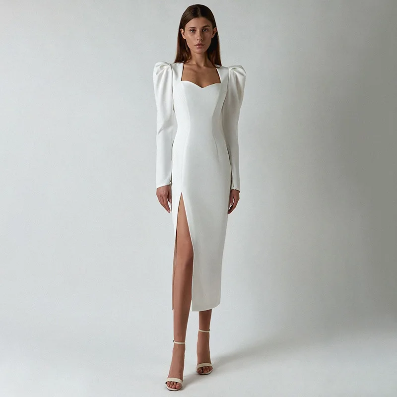 

2020 new arrivals autumn collection women bubble long sleeve body con long dresses for ladies