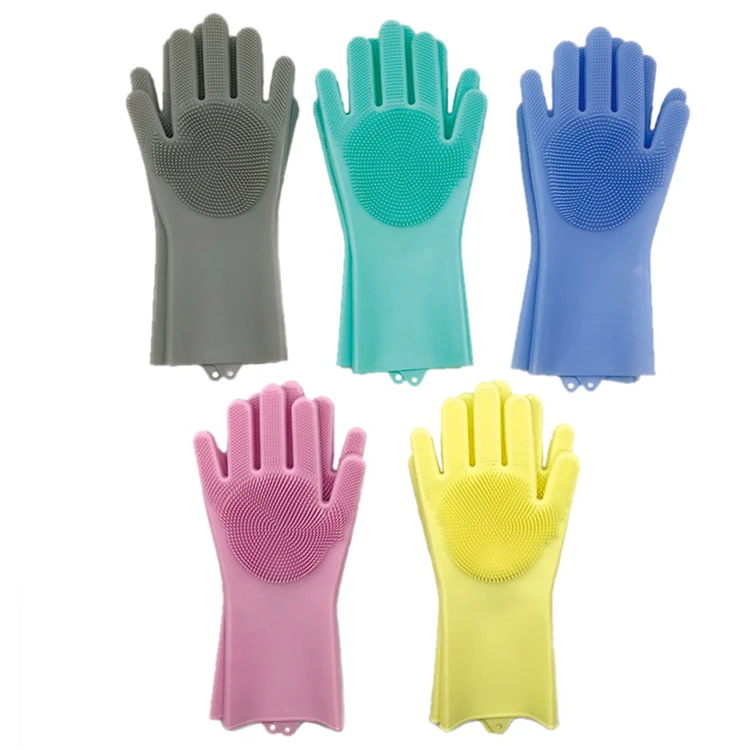 

Magic hand washing dishes vegetable fruit cleaning silicone dishwashing brush gloves, Customized