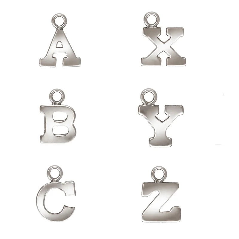 Fine Jewelry Gold Filled Block Letter Charms 925 Sterling Silver English Pendants