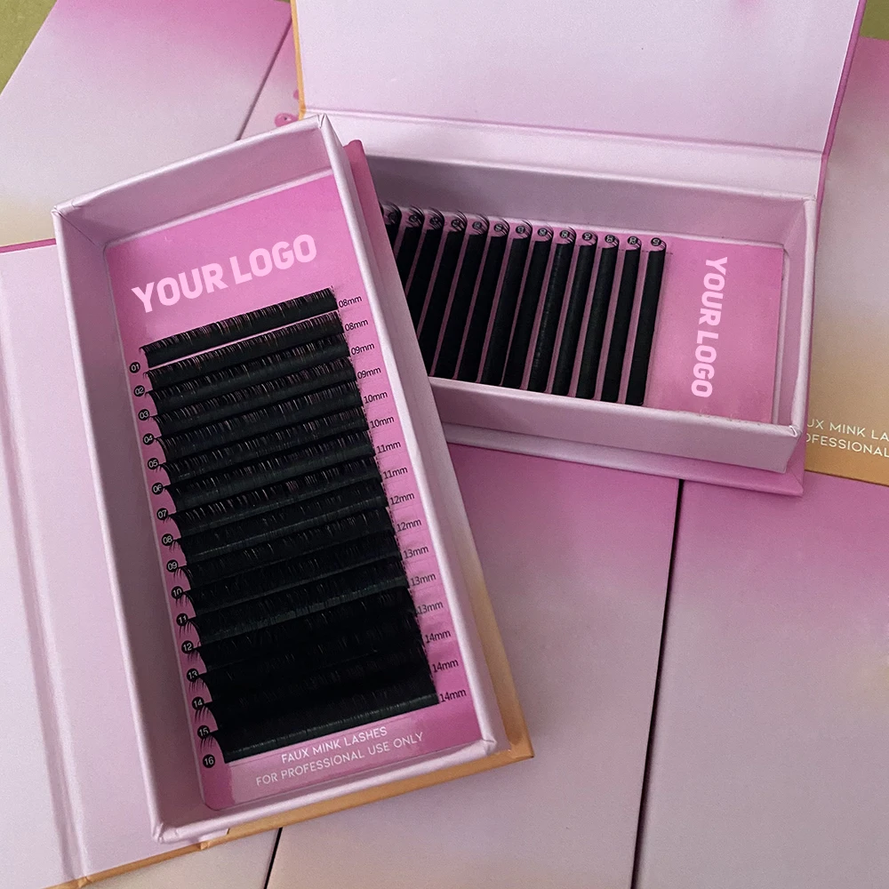 

Wholesale Custom Individual Velvet Lash Tray Mink Matte Black Eyelash Extension With Packaging Box Las Extension Supplies