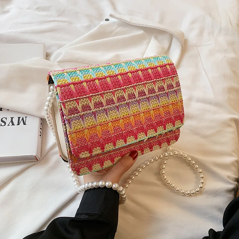 

Colorful Weave Pearl Borse Sac A Main Femme Ledis Bag Handtasche Monedero Sacola Women Handbags, Picture color