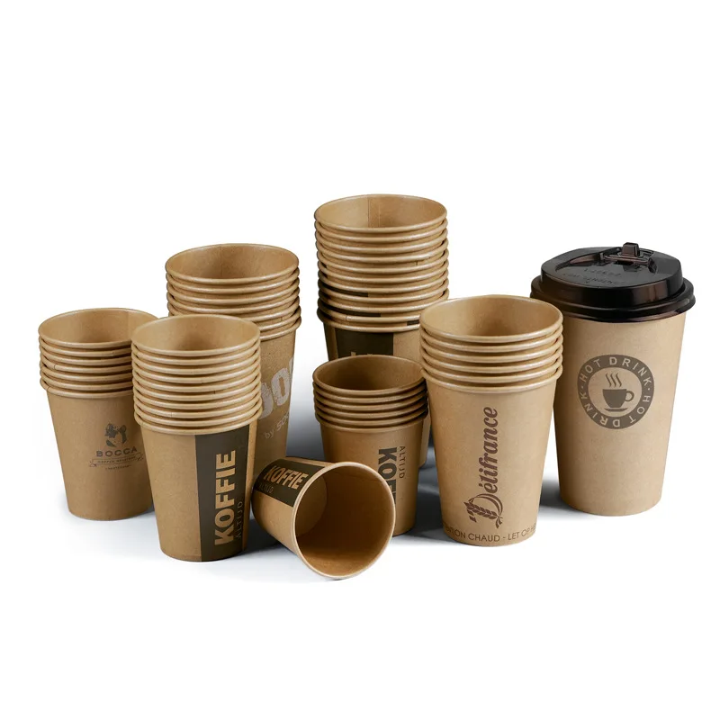 

2021 Hot sale disposable 8OZ/12OZ/16OZ Biodegradable Paper Coffee Cups With Lids For Tea Or Other Drink