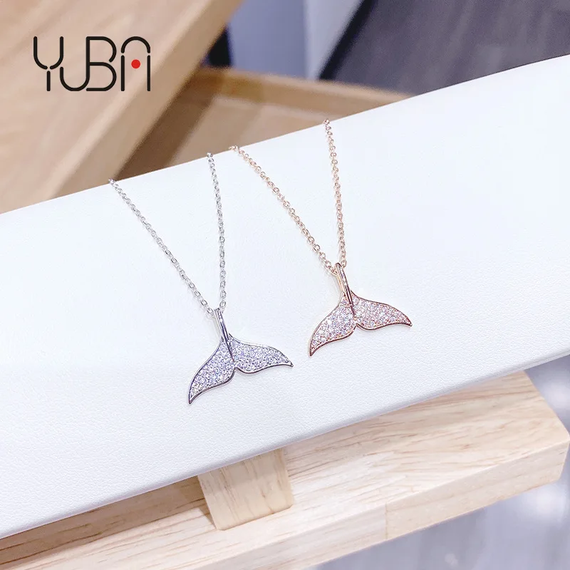 

Cappa Fashion Custom Wholesale Cheap price charming luxurious Dolphin titanium steel electroplated fishtail zircon necklace