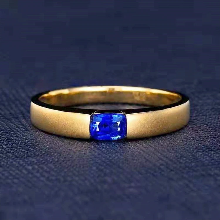 

SGARIT brand fine jewelry vintage wedding gift Sri Lanka royal blue natural sapphire18k gold 0.4ct natural sapphire ring, Vivid blue