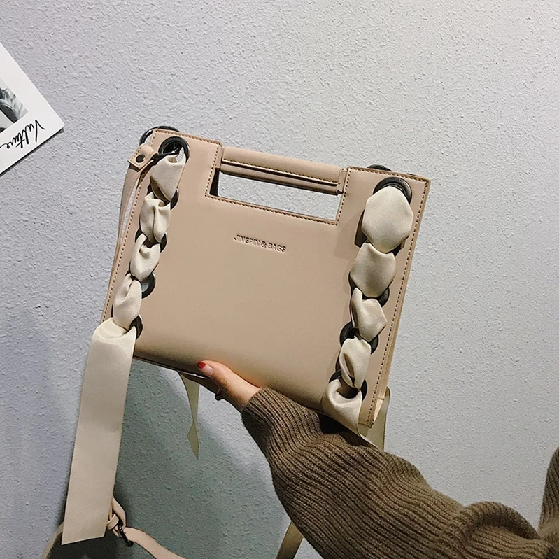 

S1101 2020 new drawstring decoration portable small square personality trend shoulder messenger fashion custom largecapacity