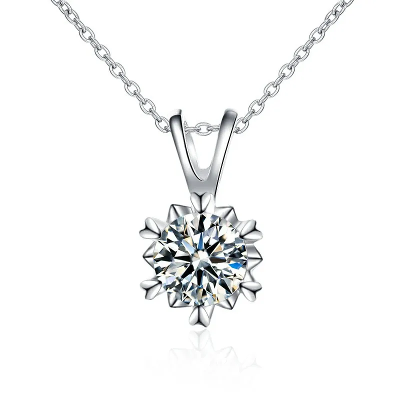 

Single Diamond Couple Necklace 925 Sterling Silver Clambone Chain Moissanite Jewelry Women Necklace