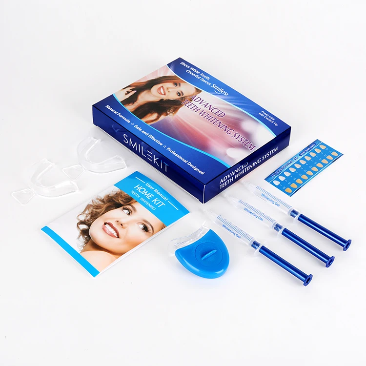 

smilekit 6% HP Aluminum Gel Pen Blue LED Light bleaching kits private label best teeth whiten home kit, White color