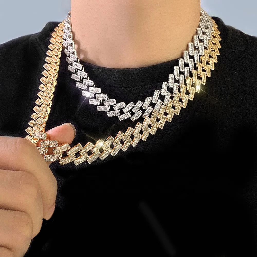 

Hip Hop Men Jewelry Necklaces Silver Gold Plated Icy Choker Cuban Link Chain