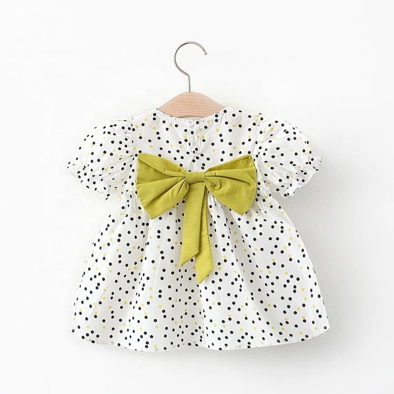 

B22790A New Kids Skirt Wholesale price 2021 Bow Dot Print Dress