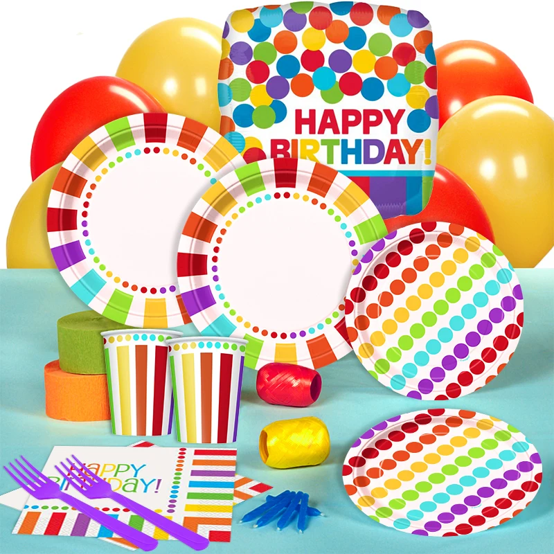 Rainbow Theme Birthday Party Supplies With Rainbow Paper Plate,Cup,Napkin,Decoration Buy