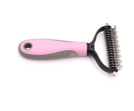 

Pet Hair Removal Comb for Dogs Cat Detangler Fur Trimming Dematting Deshedding Brush Grooming Tool large size opp bag package, Blue/pink