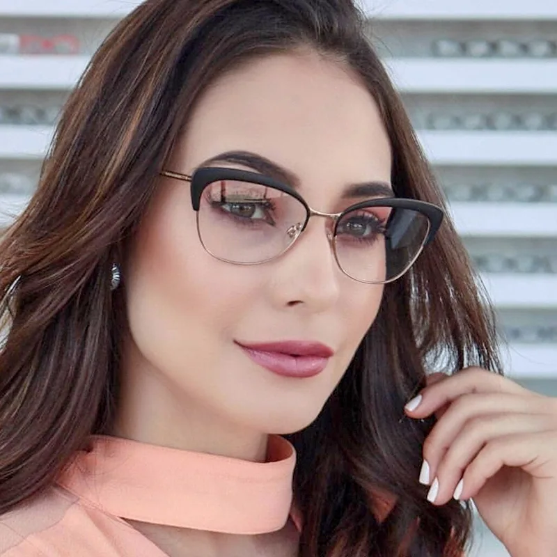 

SKYWAY Fashion Metal Half Eyebrow Frame Retro Spectacle Optical Glasses Frame