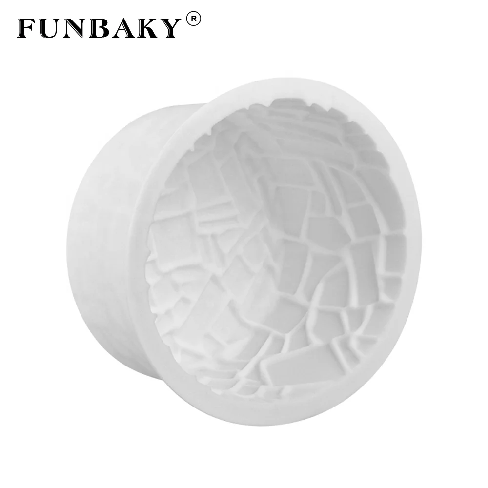 

FUNBAKY New design cylinder shape mousse cake silicone mold single large volume pan embossing pattern kitchen baking tools, Customized color