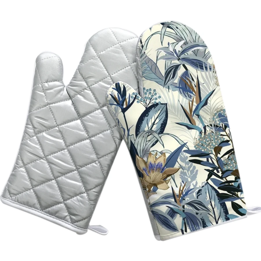 

Polyester Custom Logo Oven Mitt and Pot Holders Sets Sublimation Blanks Oven Mitts Transfer Printing, Silver backside