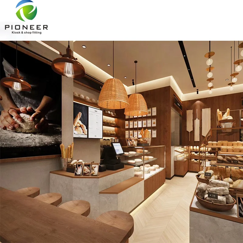 

Pioneer classical bakery shop furniture design , glass counters for bakery decor shop, Customized color
