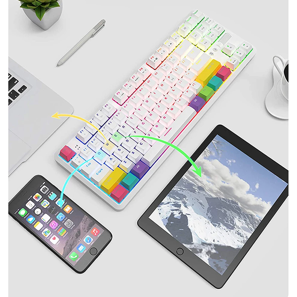 

SeenDa 87Keys Bluetooth Wireless Mechanical Keyboard with RGB Backlit Rechargeable Type C Gaming Mechanical keyboard