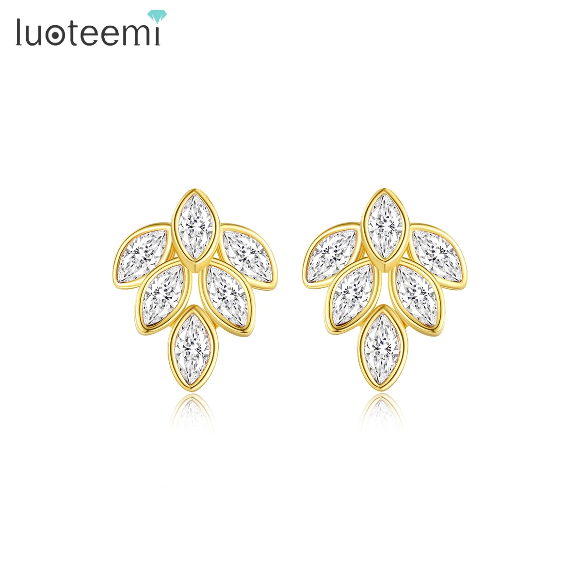 

LUOTEEMI Korean Earring New Jewelry Flower Elegant Lady Fashion Woman Trendy Zirconia Cute Earing For Girl