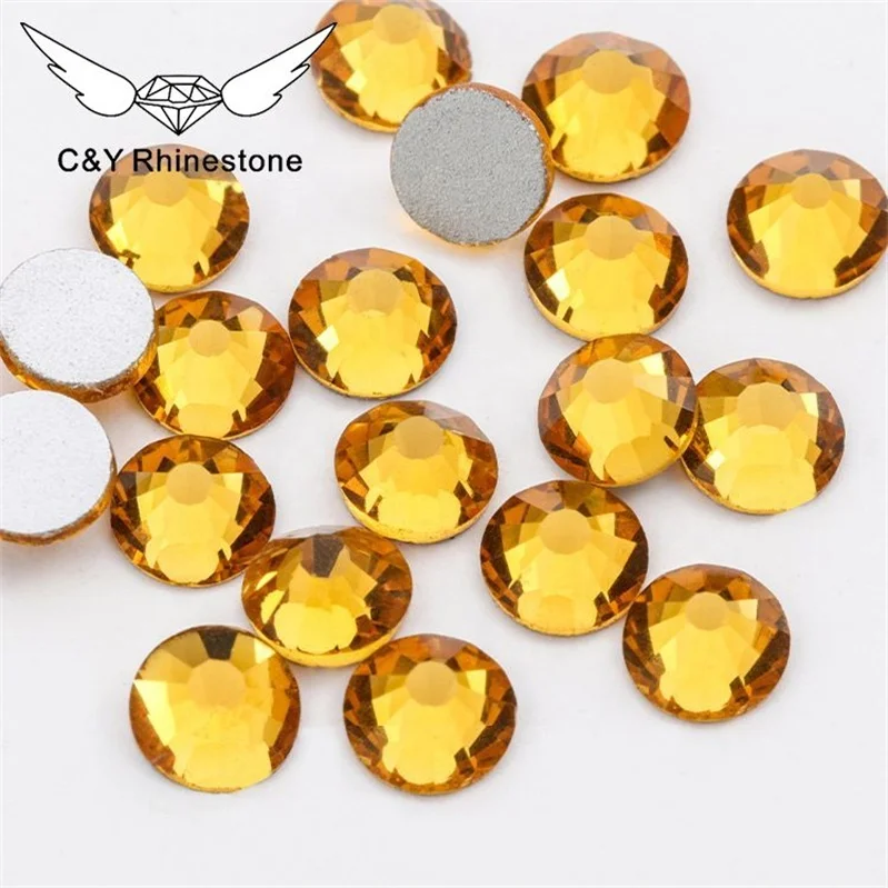 

C&Y Wholesale Glass Crystal Colorful FlatBack Non Hot Fix Yellow Topaz Rhinestone